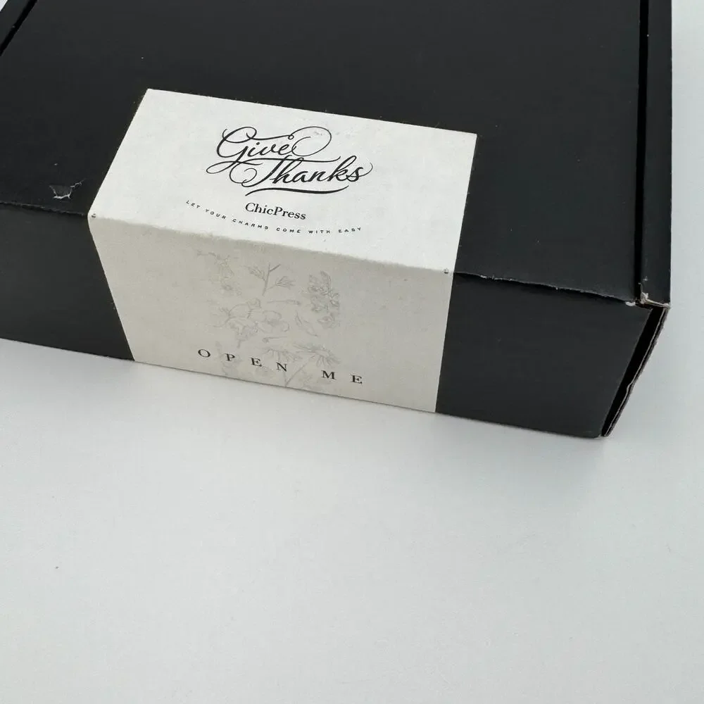 ChicPress Black French‎ Tip Press On Nails Pink Base Handcrafted Nail Set NEW